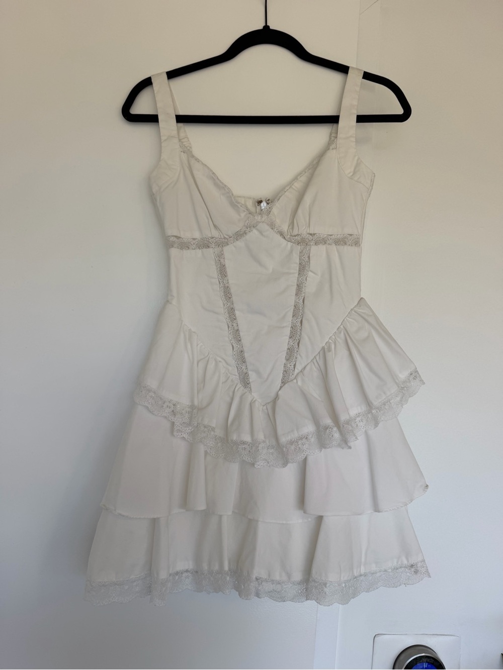 Mistress rocks - White Tiered Corset Mini Dress